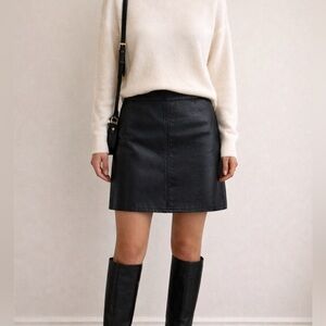 Black 100% Genuine Leather Mini Skirt